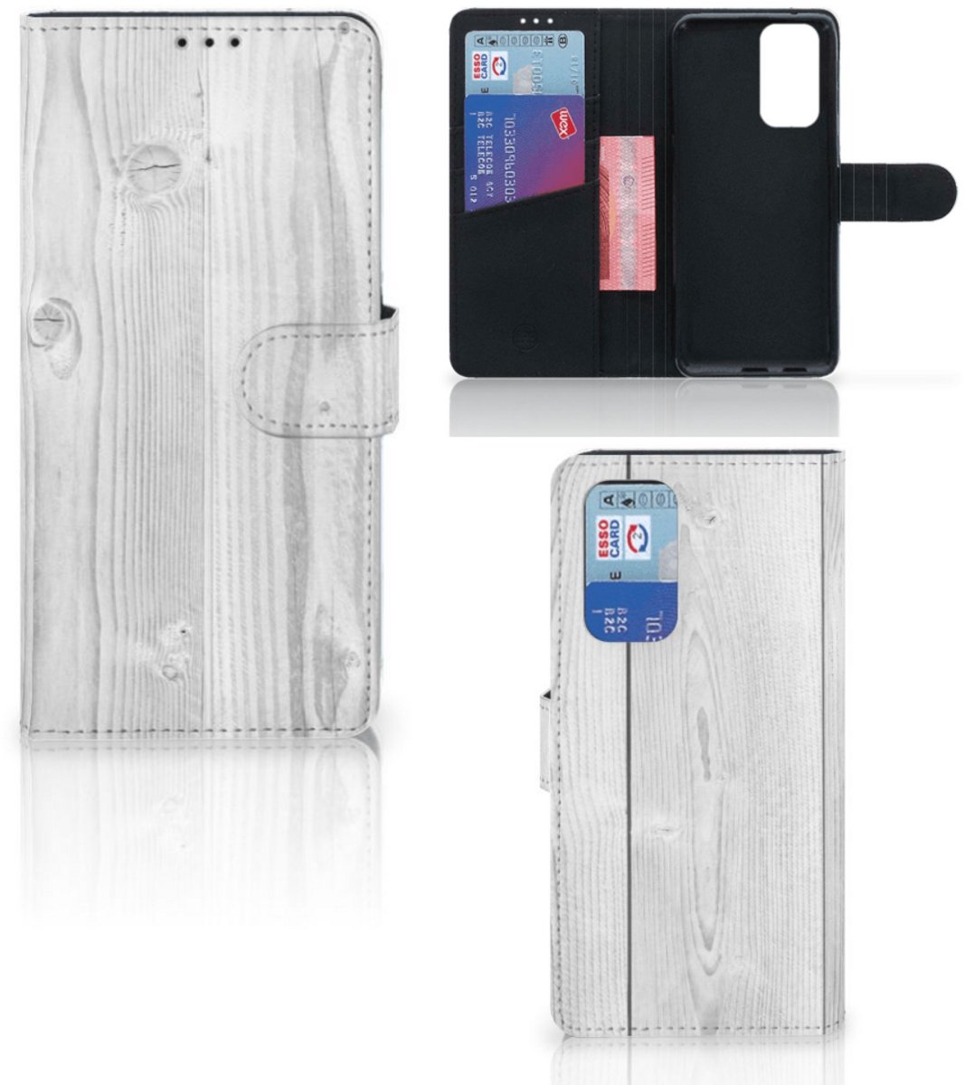 OnePlus 9 Pro Book Style Case White Wood