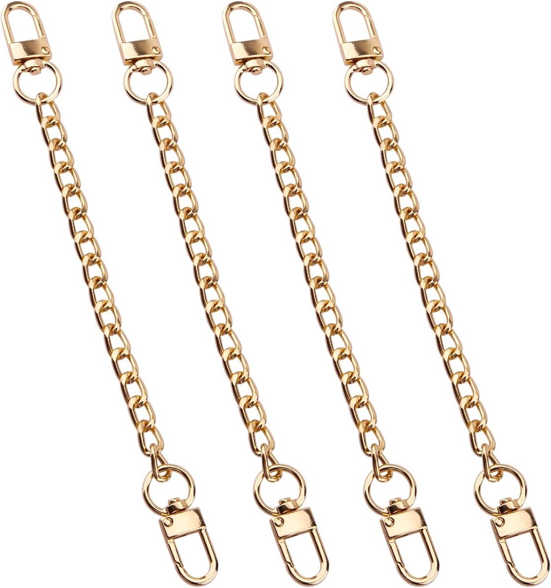 4-delige Korte Tas Ketting voor Handtasuitbreiding met Metalen Gesp - Goudkleurig, 7,68 Inch, Ideaal voor Mode en Accessoires