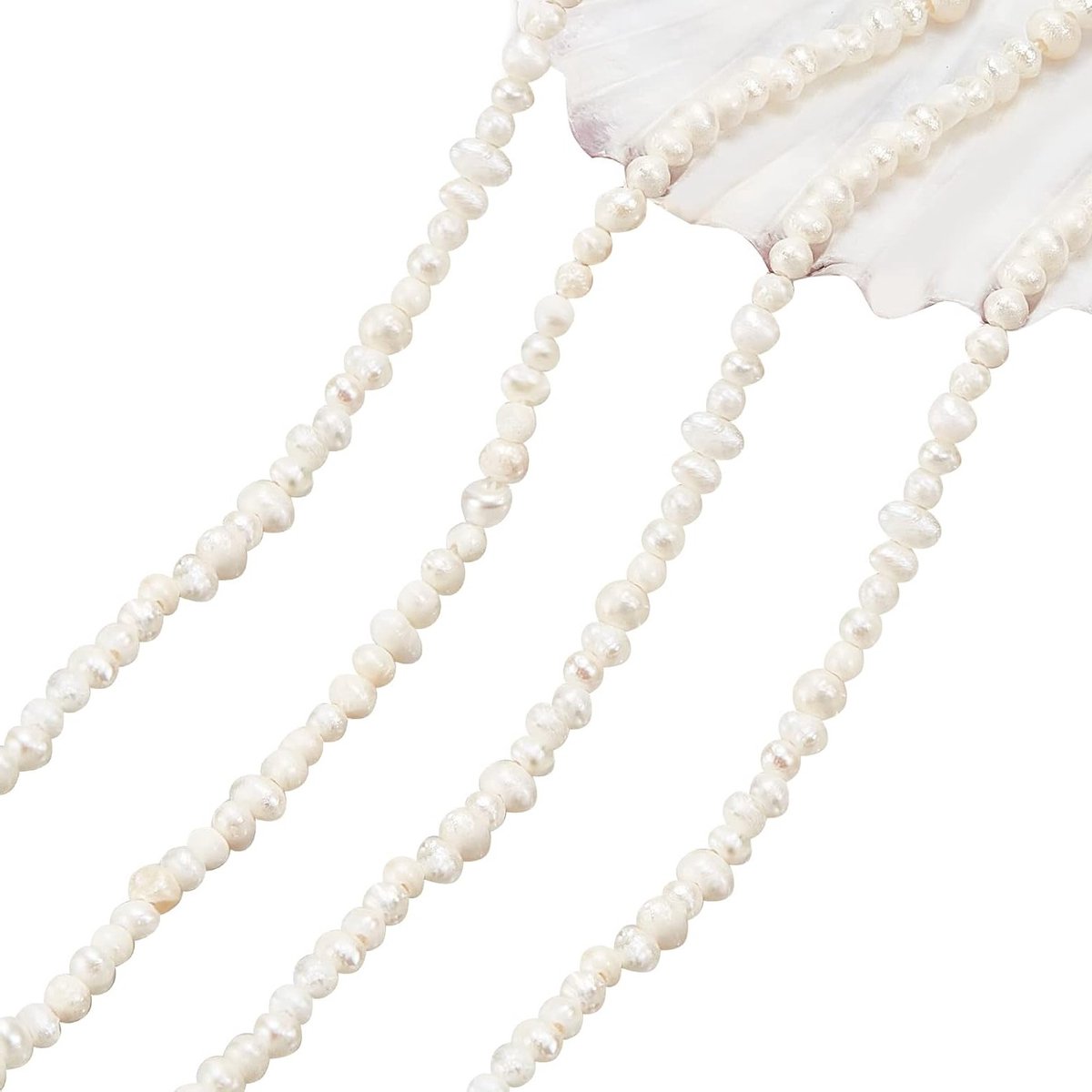155 Mini Natuurlijke Cultured Zoetwaterparel Kralen, 1.5-2mm Kleine Rijstvormige Parels voor Handgemaakte Sieraden, Schelp Kleur, DIY Kralen, Ambachtelijke Materialen