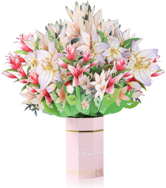 3D Pop-up Gemengd Boeket Kaart - Voor Moederdag & Jubileum - Cadeau