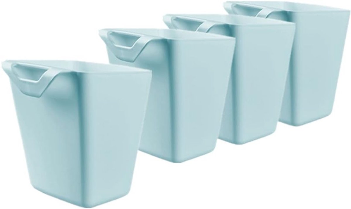 Hanging Cup Holders Set van 4, Trolley Opbergmanden voor Keuken en Make-up, Ideale Oplossing voor Planten en Organisatie, 4.75 x 4" Opbergcontainers in Blauw