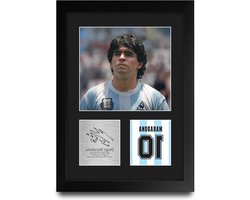 HWC Trading Diego Maradona Argentina Geschenken Afgedrukt Gesigneerde Handtekening Foto Voor Voetbalfans En Voetbalsupporters - A4 Portret Ingelijst