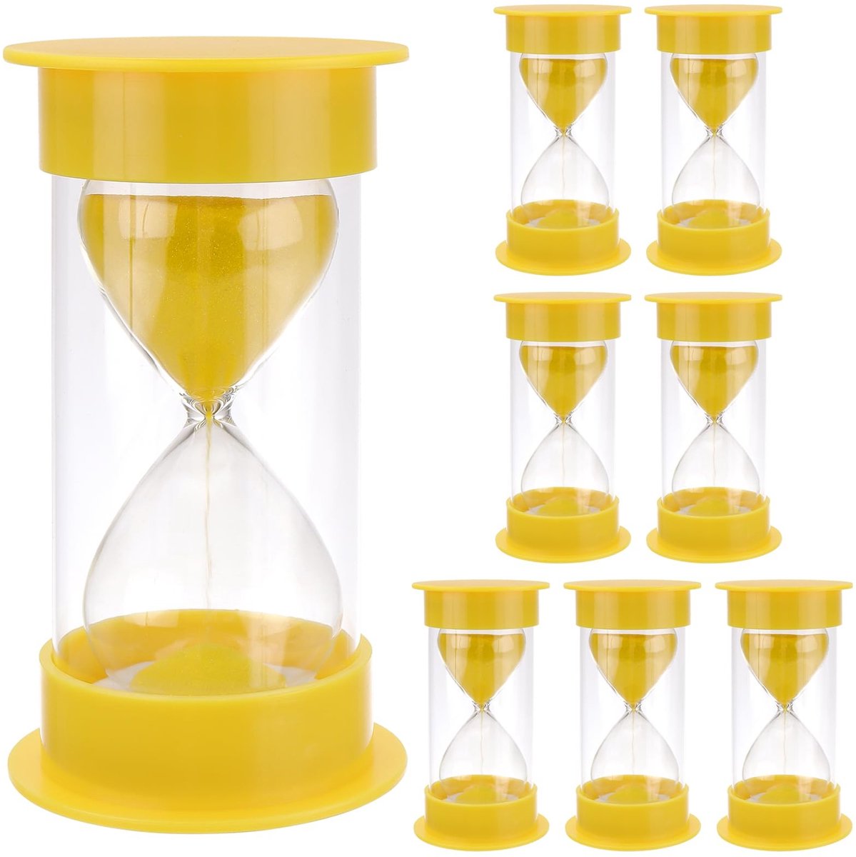 KEILEOHO 8PCS Zandloper - 10 Minuten Timer voor Koken en Tandenpoetsen - Geel
