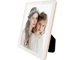 5x7 fotolijst, fotolijsten goud, 7x5 fotolijsten matel, mat voor muur en tafelblad Decor (5 x 7, goud+wit)