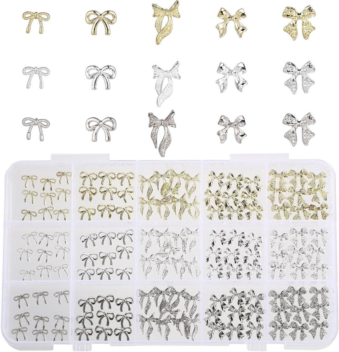 135 Stuks Metalen Strik Nagelbedels voor Creatieve Nagelkunst, Manicure Decoratie en DIY Accessoires voor Vrouwen