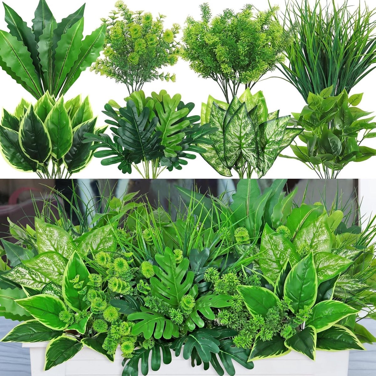 Cosensi - Kunstplanten - Decoratieve Buitenplanten - 18 Stuks - Groen - Kunstplanten voor Tuin - Geschikt voor Balkon en Terras