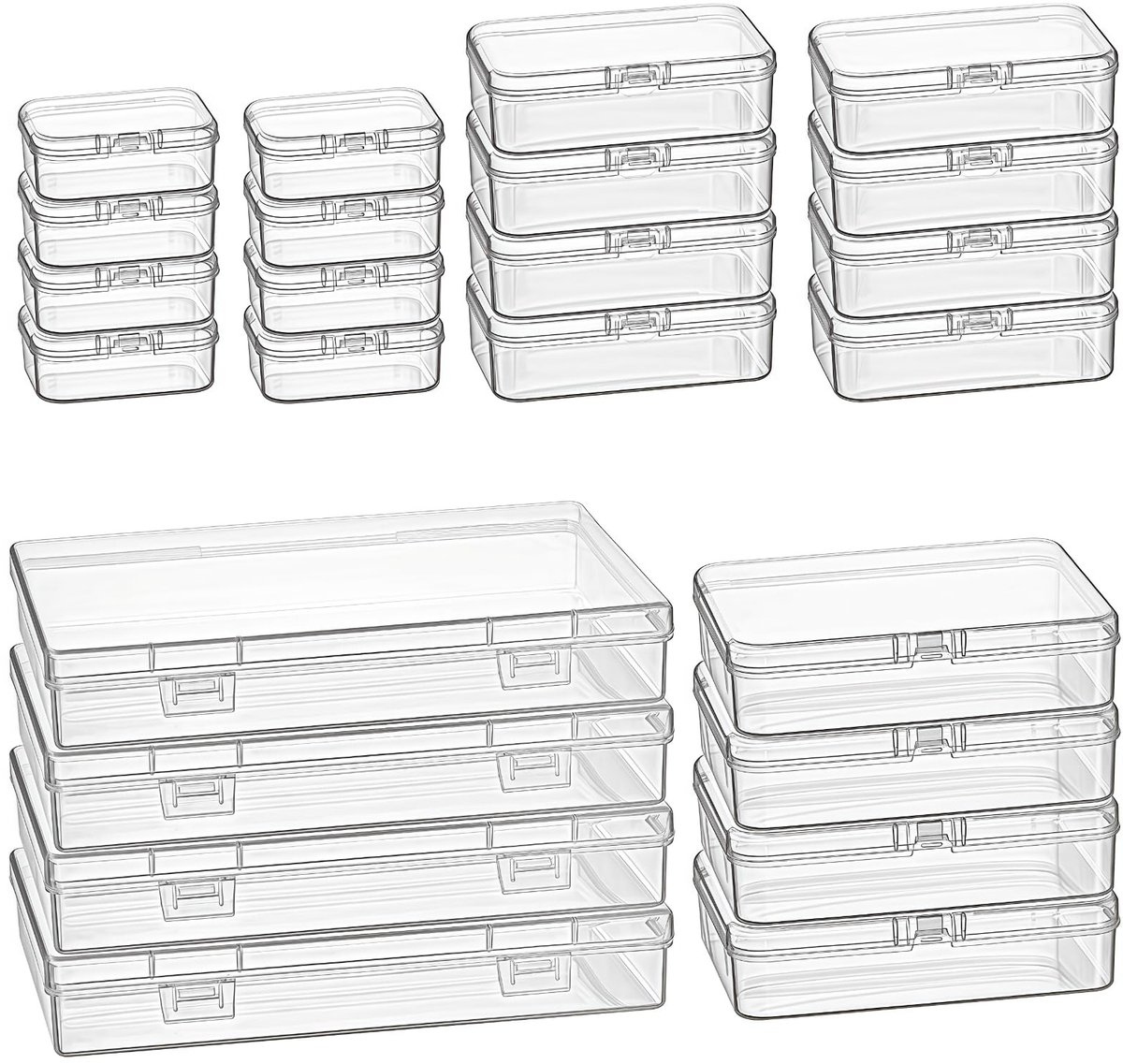 Brenzoos - Mini Plastic Organizer - 24 Stuks - Transparant - Opbergdozen voor Kleine Items - Handig voor Hobby's - Stapelbaar