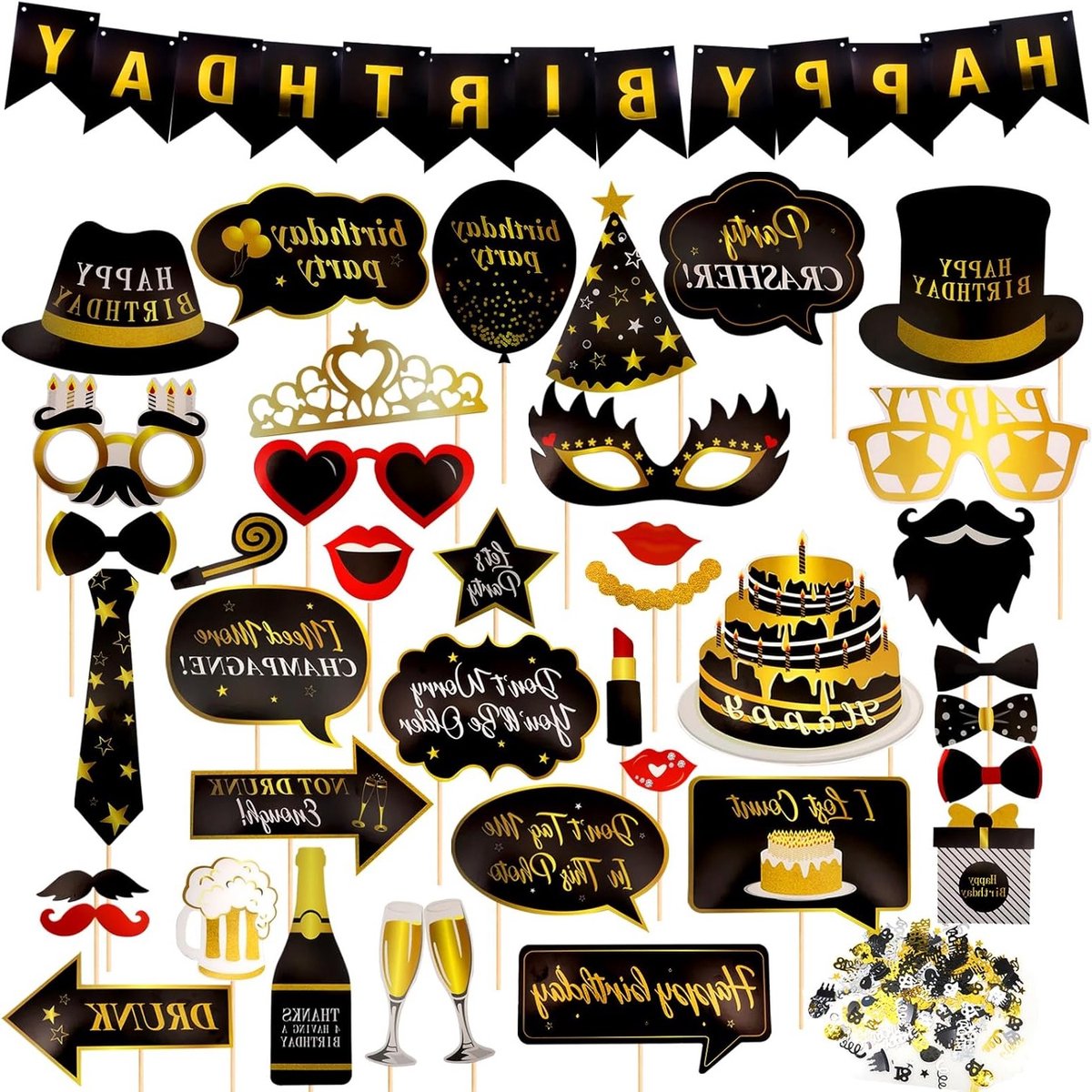 39 Stuks Feest Fotoprops Set met Just Married Banner voor Bruiloften, Kerst en Valentijnsdag