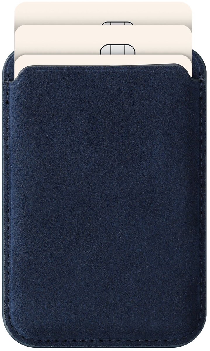 Rosso Avanti Magnetische Kaarthouder | Compatibel met MagSafe en Qi2 | Italiaans Alcantara | Luxe Wallet Pasjeshouder | Blauw