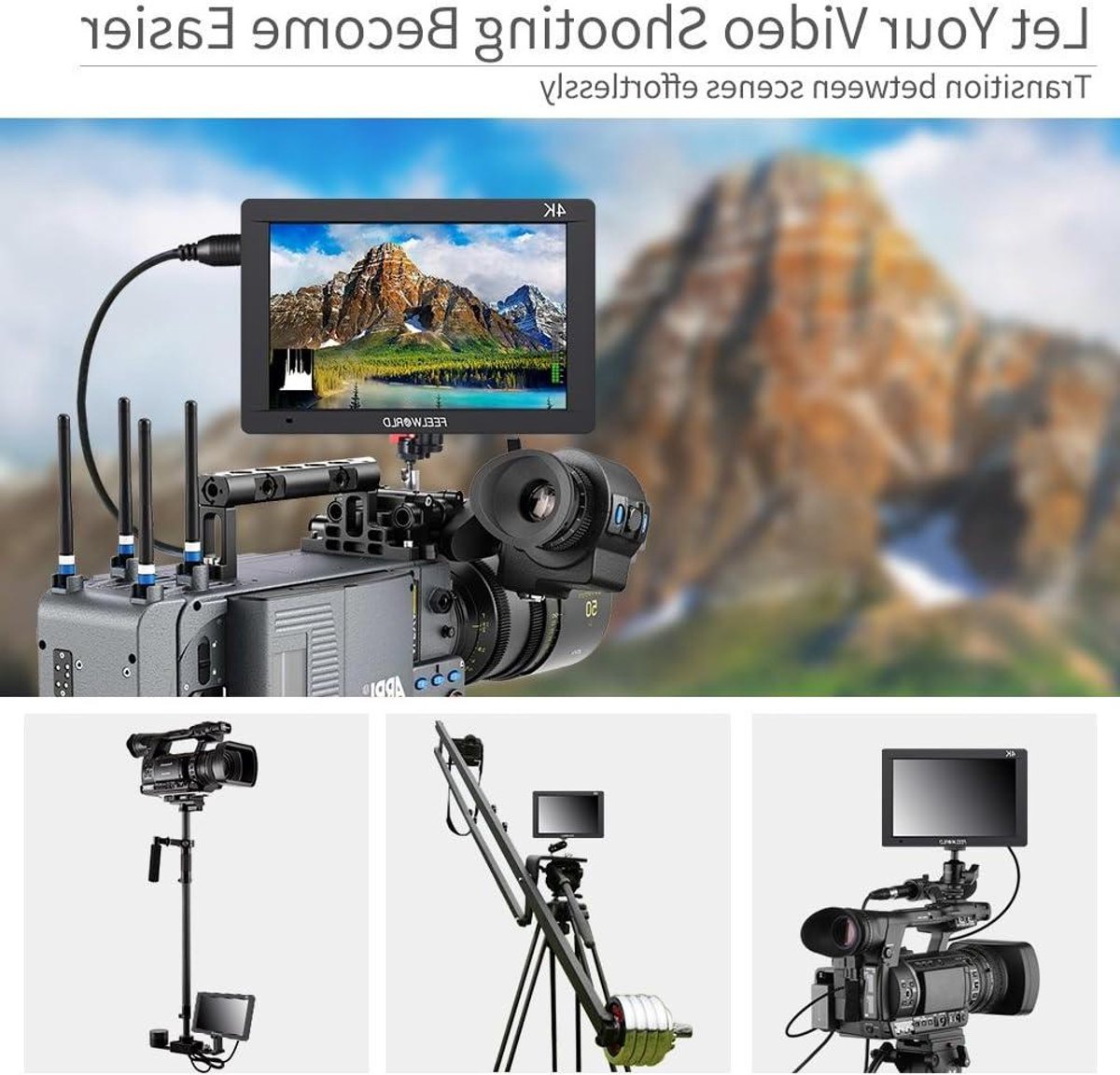 Camera Monitor - Veld Monitor Video Assist - Professionele Opnames - Full HD IPS Scherm - 7 inch - Zwart
