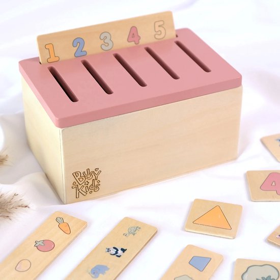 BusyKids Montessori Set - Houten Speelgoed Set 3 Jaar - Uitdagend & Educatief - Bevordert De Fijne Motoriek - Incl. Puzzel, Balansstenen & Sorteerdoos van Merkloos — afbeelding 4