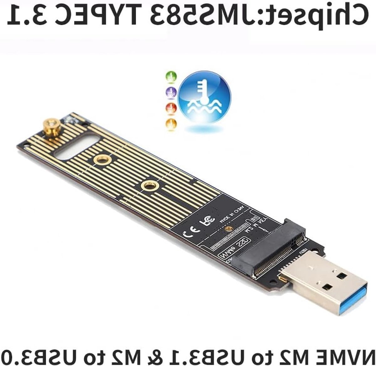 M.2 NVMe naar USB 3.1 adapter voor SSD, PCIe M Key converter voor Samsung 970/960 en WD Black opslagoplossingen