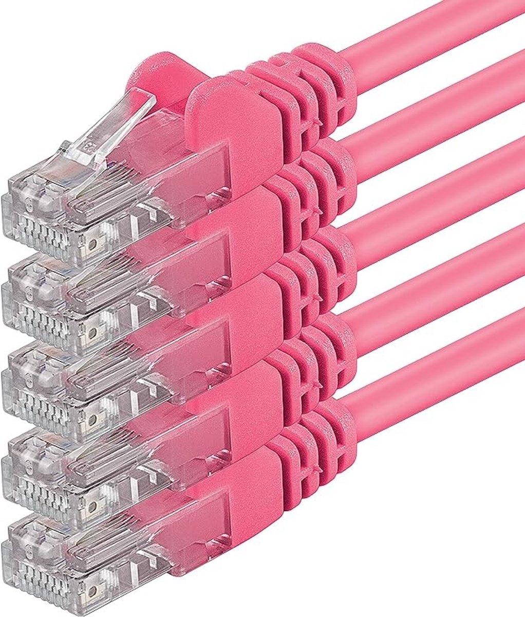 CAT6 Ethernet Patchkabel 0,5 meter - 5 stuks magenta - Hoge snelheid netwerkverbinding