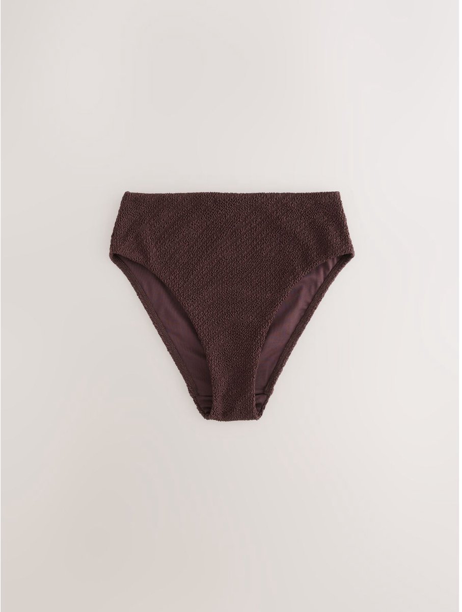 Next Dames - Bikinistring met gerimpeld effect, hoge taille en hoge beenuitsnijding - Tall - Bruin Chocolate Brown