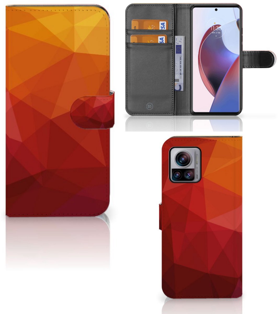 Book Case voor Book Case voor Motorola Edge 30 Ultra Polygon Red