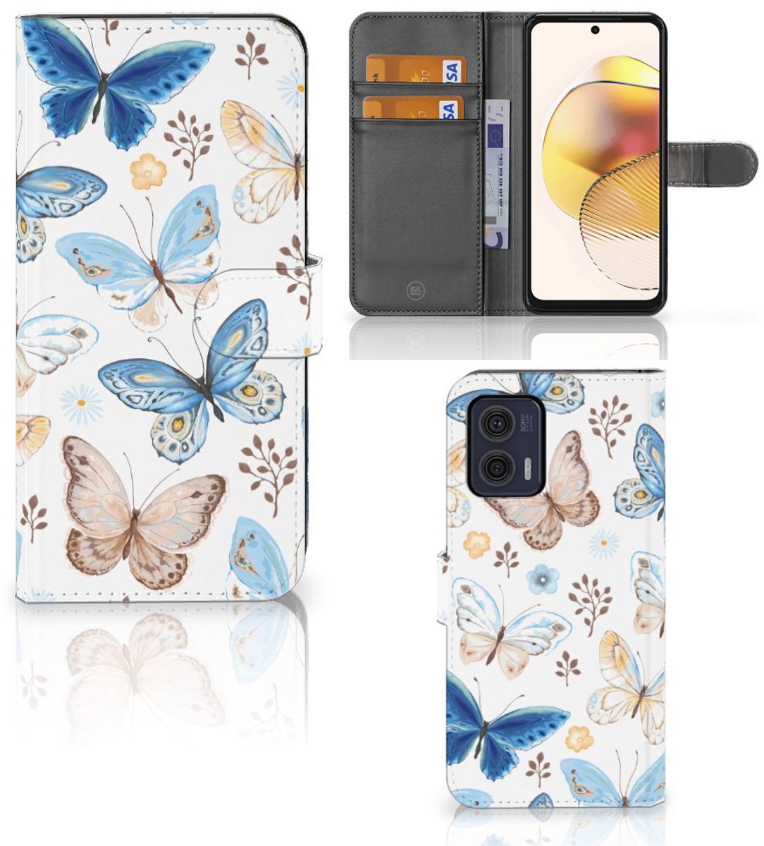 Telefoonhoesje met Pasjes voor Motorola Moto G73 Vlinder