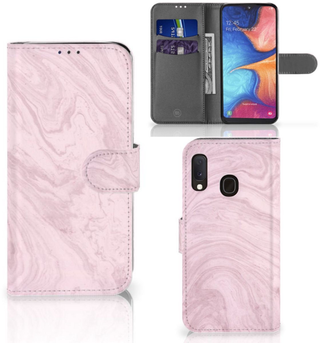 Samsung Galaxy A20e Bookcase Marble Pink - Origineel Cadeau Vriendin