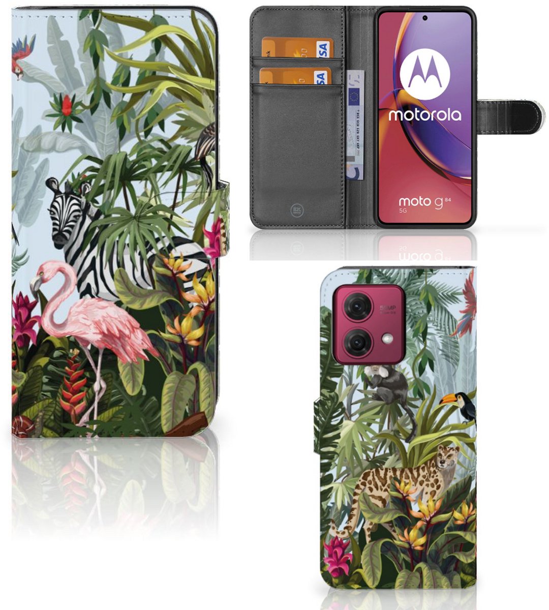 Telefoonhoesje met Pasjes voor Motorola Moto G84 Jungle