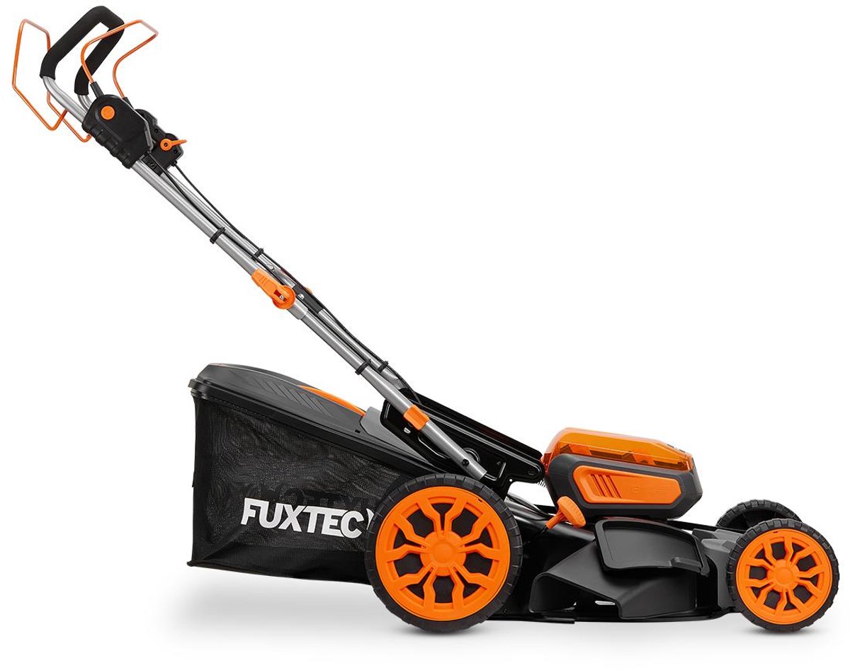 FUXTEC 40V accu grasmaaier FX-E2RM46PROSET | accu grasmaaier met aandrijving | 46 cm | 2x 5Ah accu & snellader | mulchfunctie | 50L grasopvangbak – foto 3