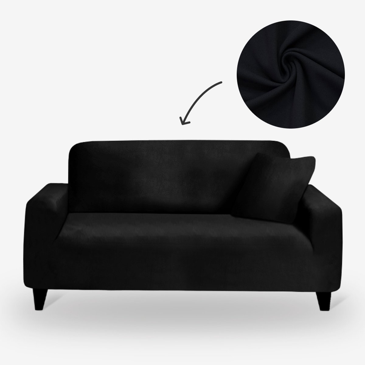 BankhoesDiscounter Basic Voorgevormde Bankhoes – M2 (130-175cm) – Zwart – Sofa Cover – Bankbeschermer – Bankhoes Stretch