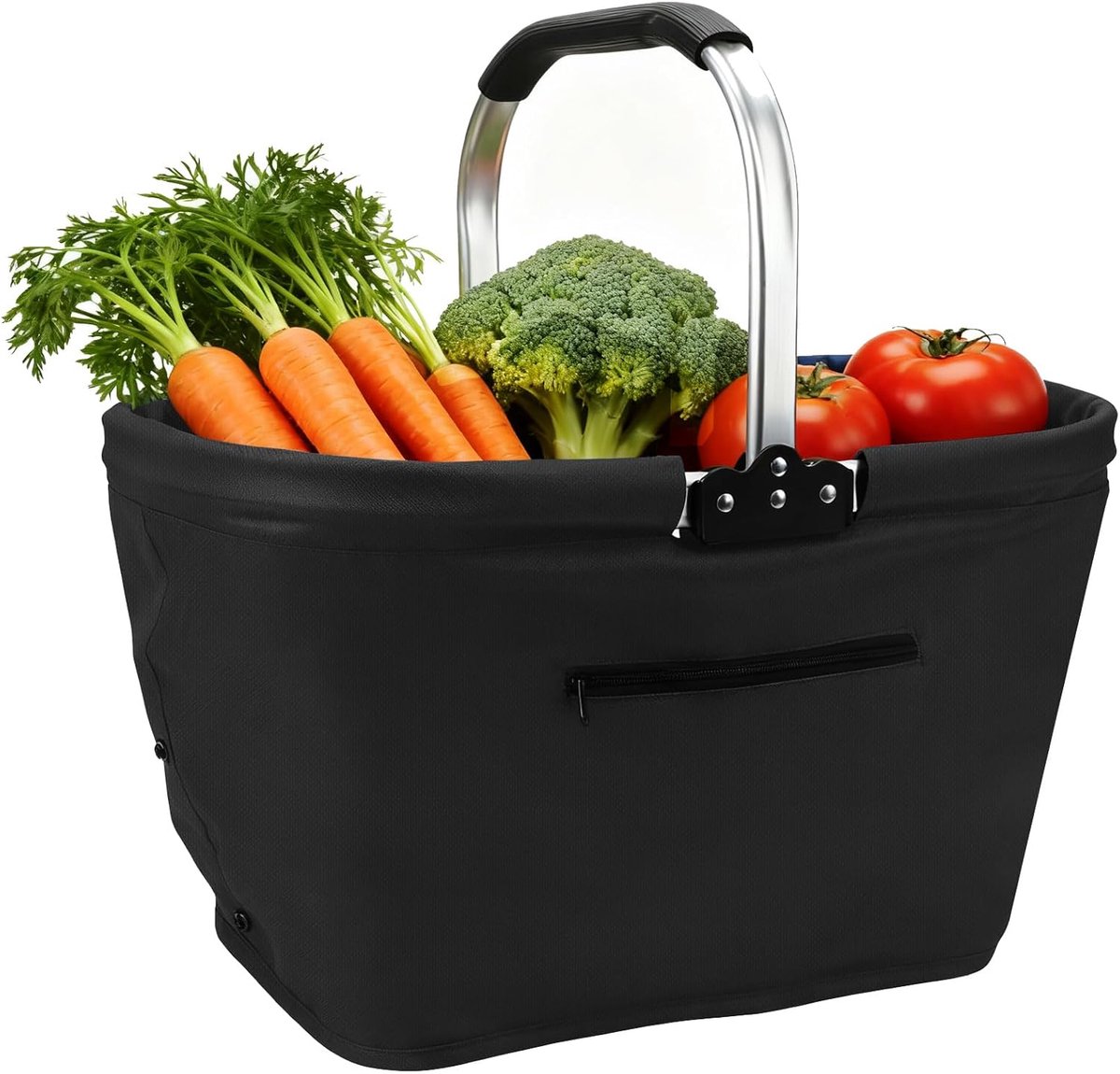 Picknickmand met Gevoerde Handgrepen - Picknick Mandje - Boodschappenmand - Fruitmand - Winkelmand - Oxford-Stof - Zwart - 35L - van Imperatoris