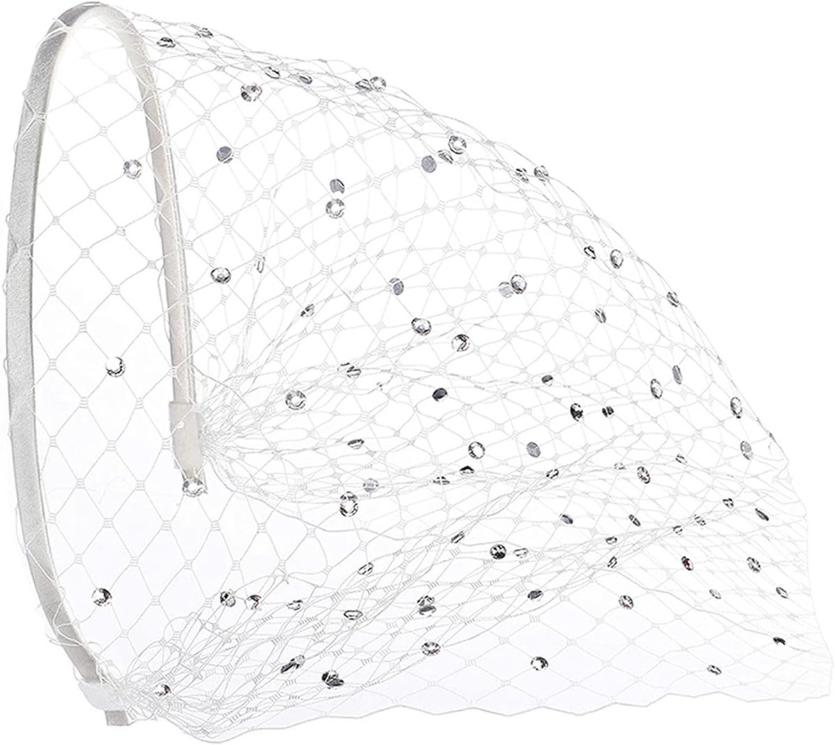 Elegante Bruidsluier en Haaraccessoires met Gehaakte Hoofdband voor Vrouwen, Vintage Fascinators en Veletta Haarclip in Wit voor een Perfecte Ceremonie