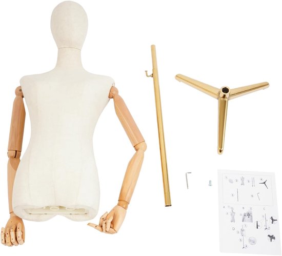 Vrouwelijke Etalagepop - Kledingpop Lichaam - Kleding Presenteren - Flexibele Armen - 157 cm - 215 cm - Goud — afbeelding 4