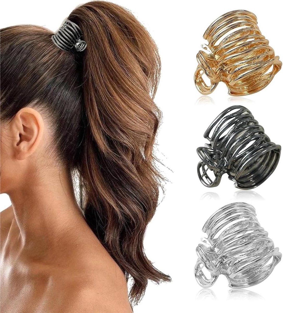 Set van 3 Hoge Kwaliteit Haarclips voor Hoge Ponytails en Dik Haar - Flexibele en Duurzame Haaraccessoires voor Vrouwen