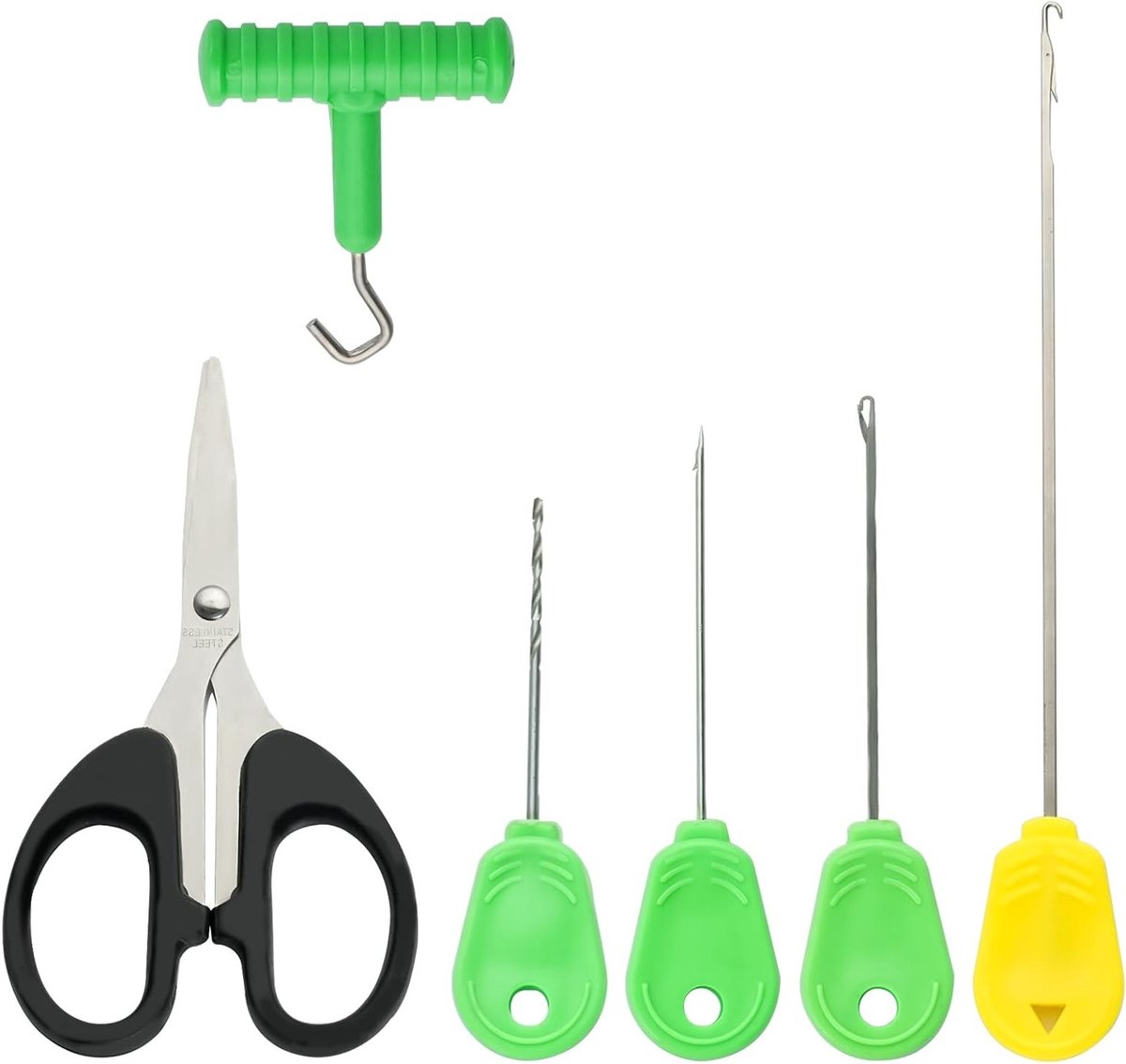 Visaccessoires voor Karpervissen, Set met Boilie Naald, Boor en Snijgereedschap, Inclusief Locking Naald en Knoptrekker, Perfect voor de Serieuze Visser