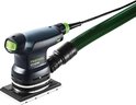 Festool RTS 400 REQ vlakschuurmachine verbonden met een groene afzuigslang.