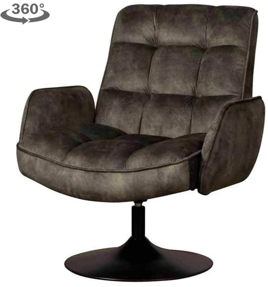 Tower Living Draaifauteuil Tropea - Donkergroen Kunststof - Met Armleuning - 87x83x95cm