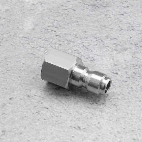 Cosensi - Dailygoods - Dailygoody - Hogedrukreiniger Adapter - Roestvrij staal - Duurzaam - 1/4 Inch Vrouwelijke - Snelkoppeling - Voor elke hogedrukreiniger - Zilver van Cosensi — afbeelding 2