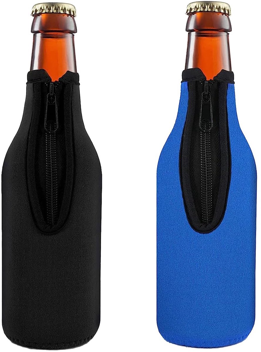 2 Stuks Neopreen Bierfleshoezen - Zipper Covers voor Bescherming en Isolatie