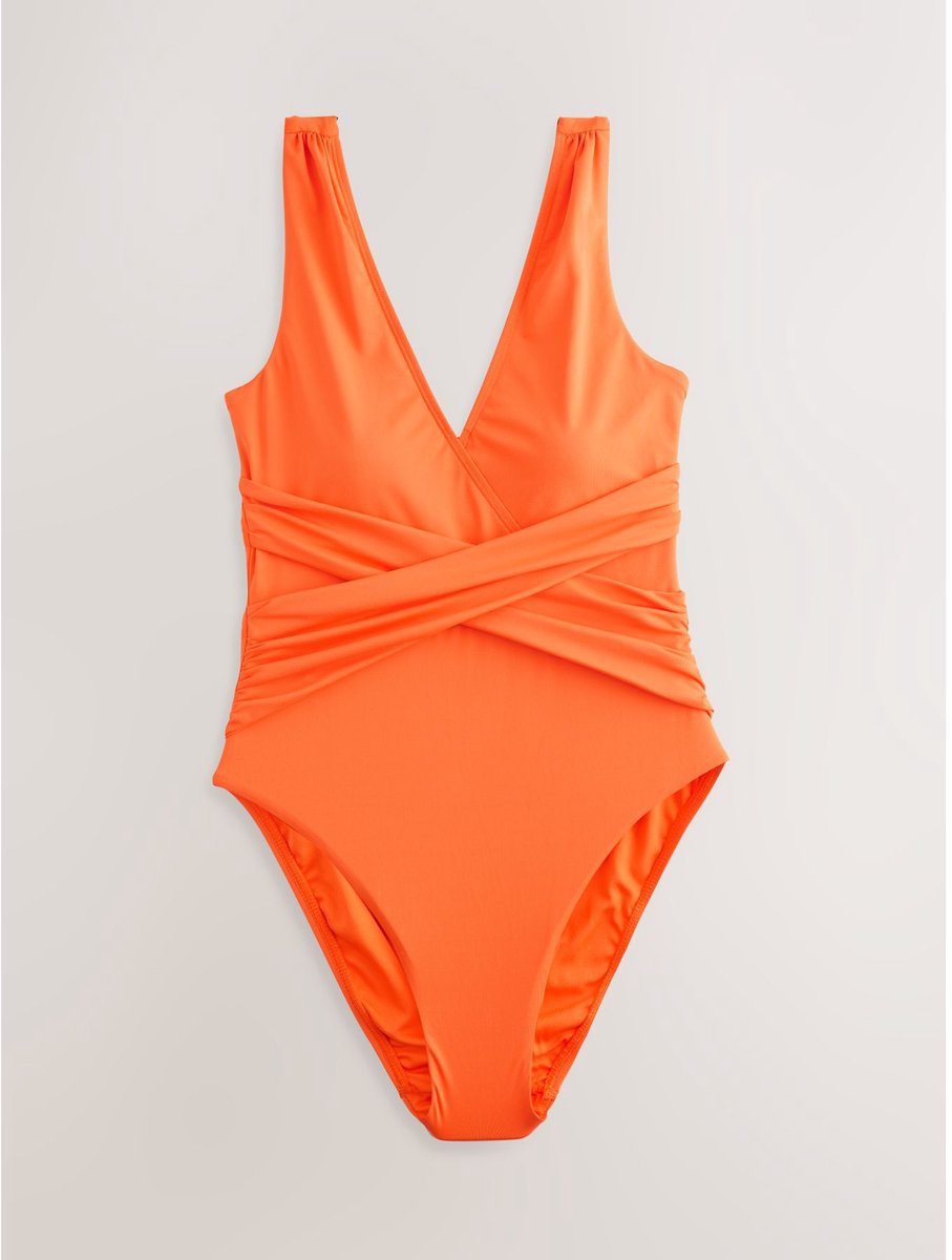 Next Dames - Diepuitgesneden buikbedekkend badpak - Tall - Oranje Orange