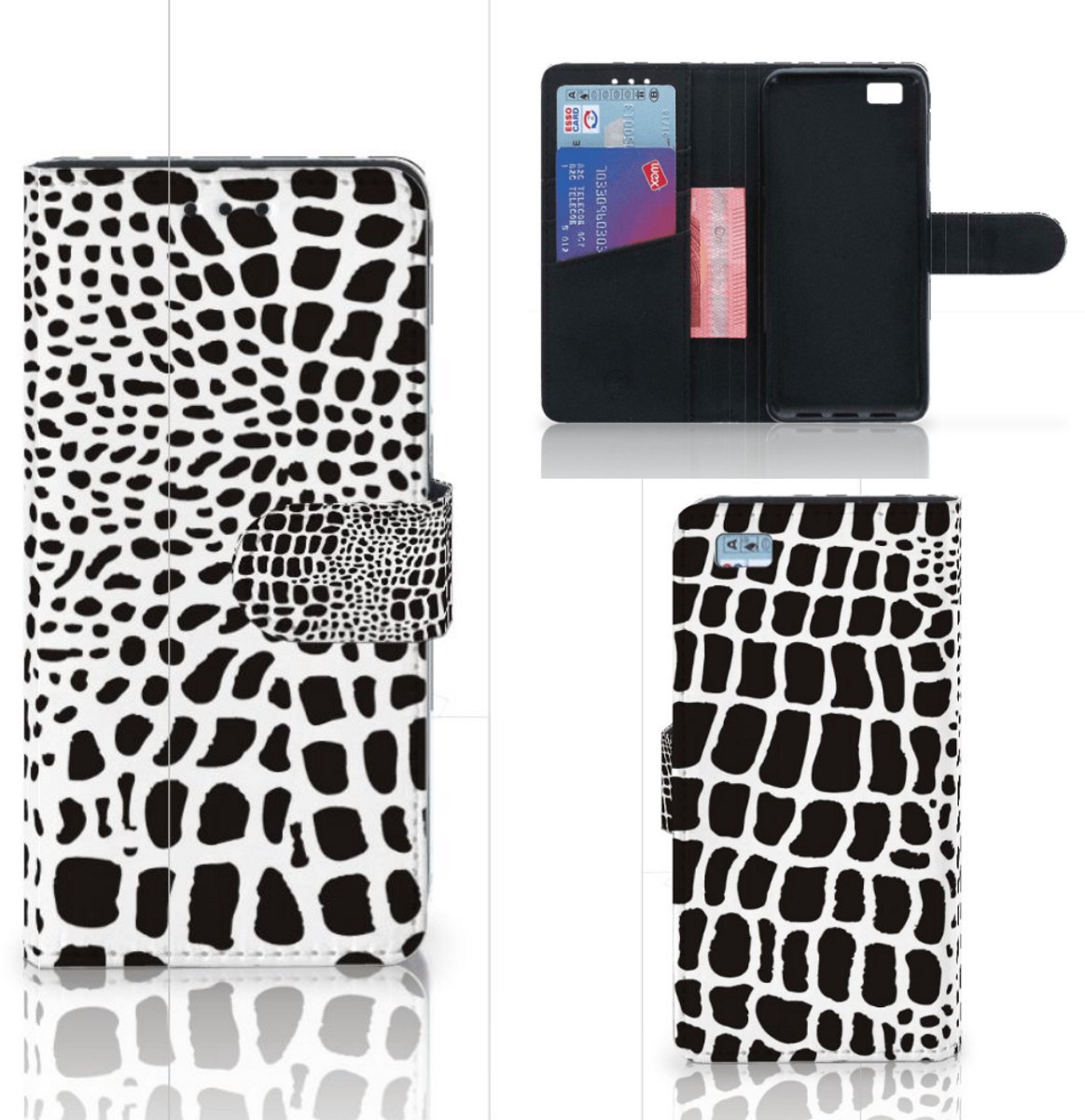 Huawei Ascend P8 Lite Telefoonhoesje met Pasjes Slangenprint