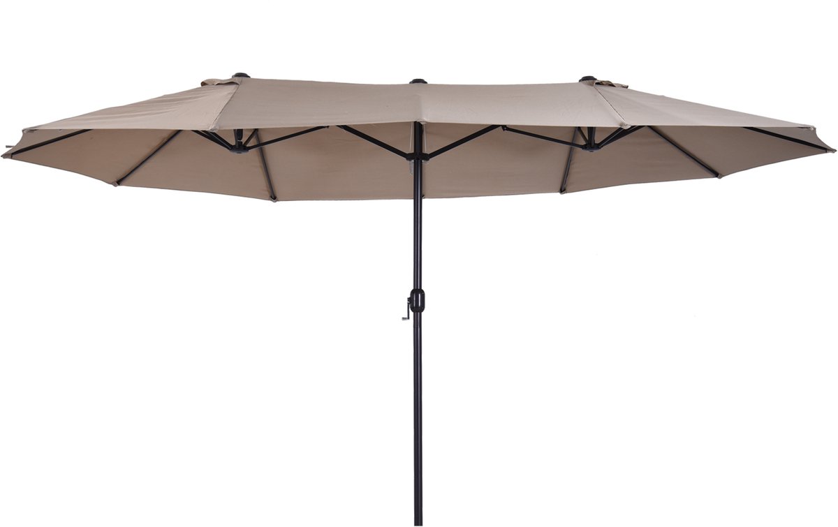 Killogood Dubbele parasol 455 x 265 cm - UV-bescherming parasol met handzwengel - balkonparaplu winddichte zwengelparaplu zonwering voor balkon tuin - koffiebruin