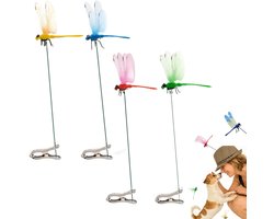 Set van 4 nep-libellenclips - Libellenhoedclip, 3D nep-libellenclips voor buiten, waterdichte plastic libellen voor tuinstekers, tuindecoratie.