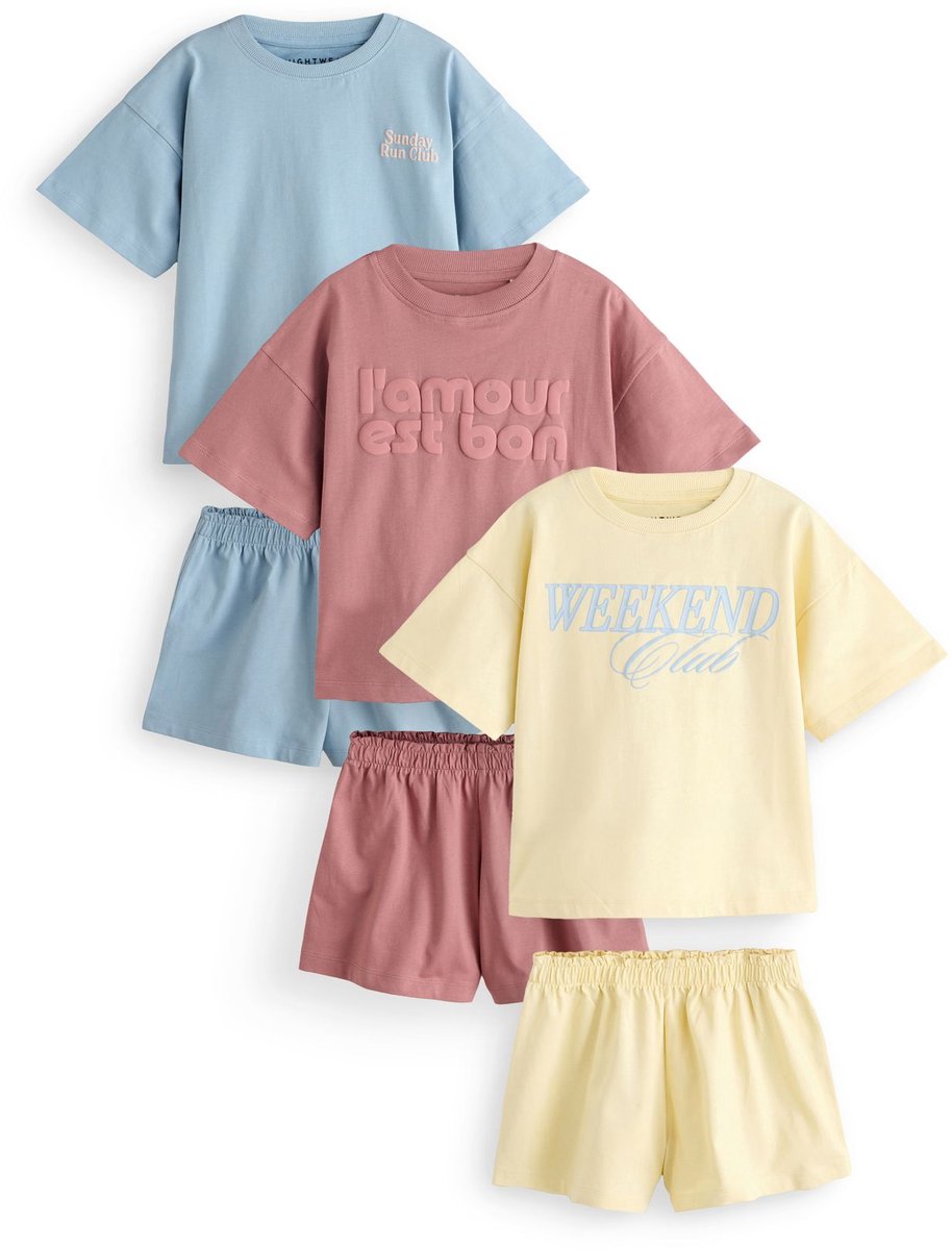 Next - Meisjes - Set van 3 korte pyjama's - Blauw