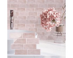 Alwayspon 3D Vinyl Wandtegel Stickers - 10 Stuks Roze Marmer Peel & Stick Voor Keuken en Badkamer