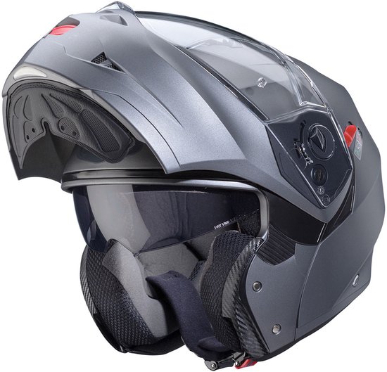 Caberg Duke-X systeemhelm - Matgrijs - Maat S - Voorzien van Pinlock - Ingebouwd zonnevizier - ECE 22.06 gekeurd
