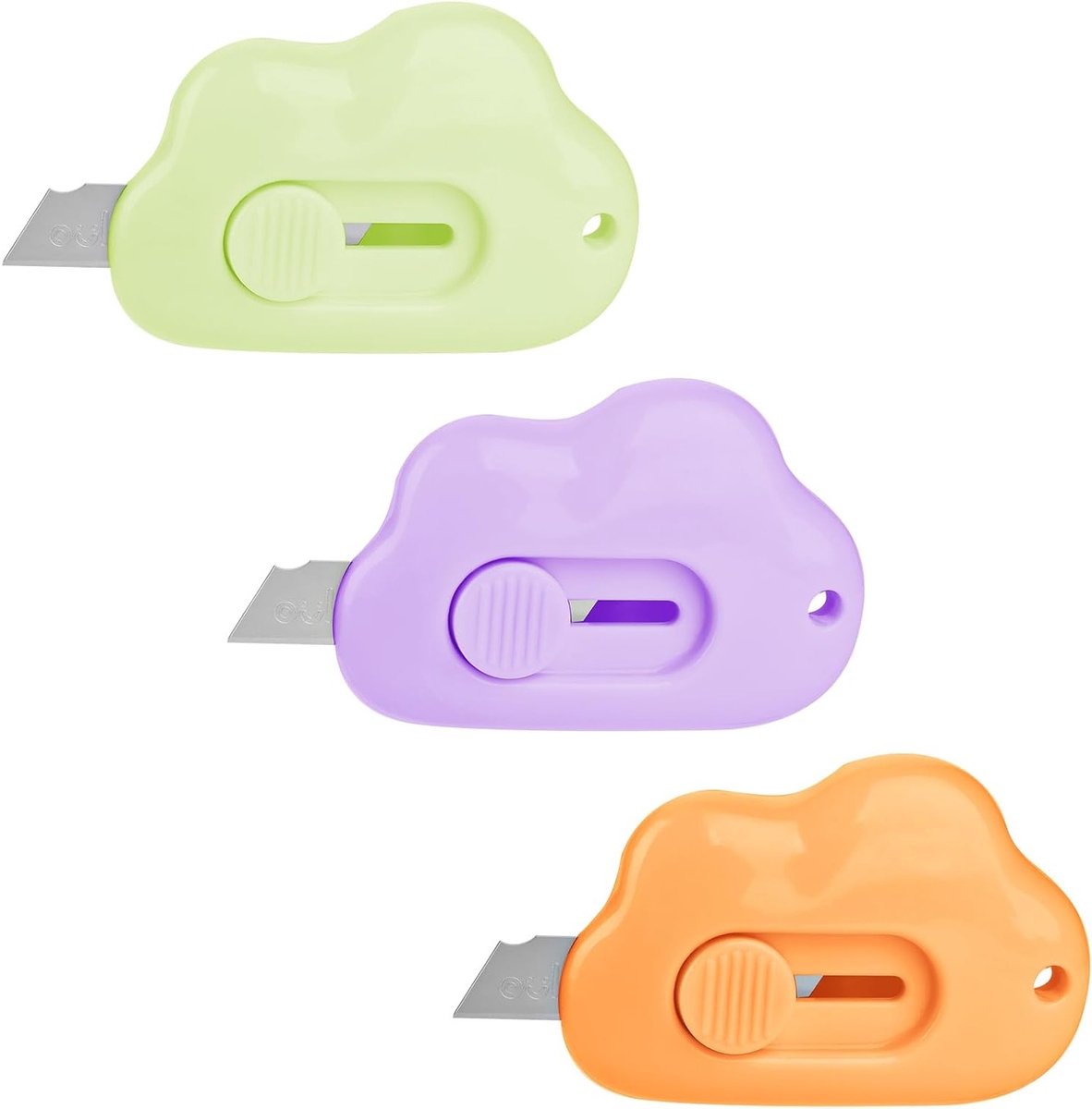 Set van 3 Snijmessen - Compacte Utility Knife voor Karton, Papier en Dozen - Verstelbare Mini Cutter voor Stationair Gebruik