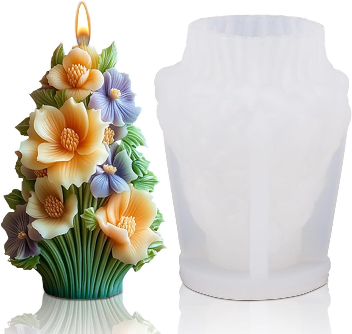 3D Silicone Mallen voor Kaarsen Gieten, DIY Mallen voor Geurkaarsen, Bloemen Ontwerpen voo