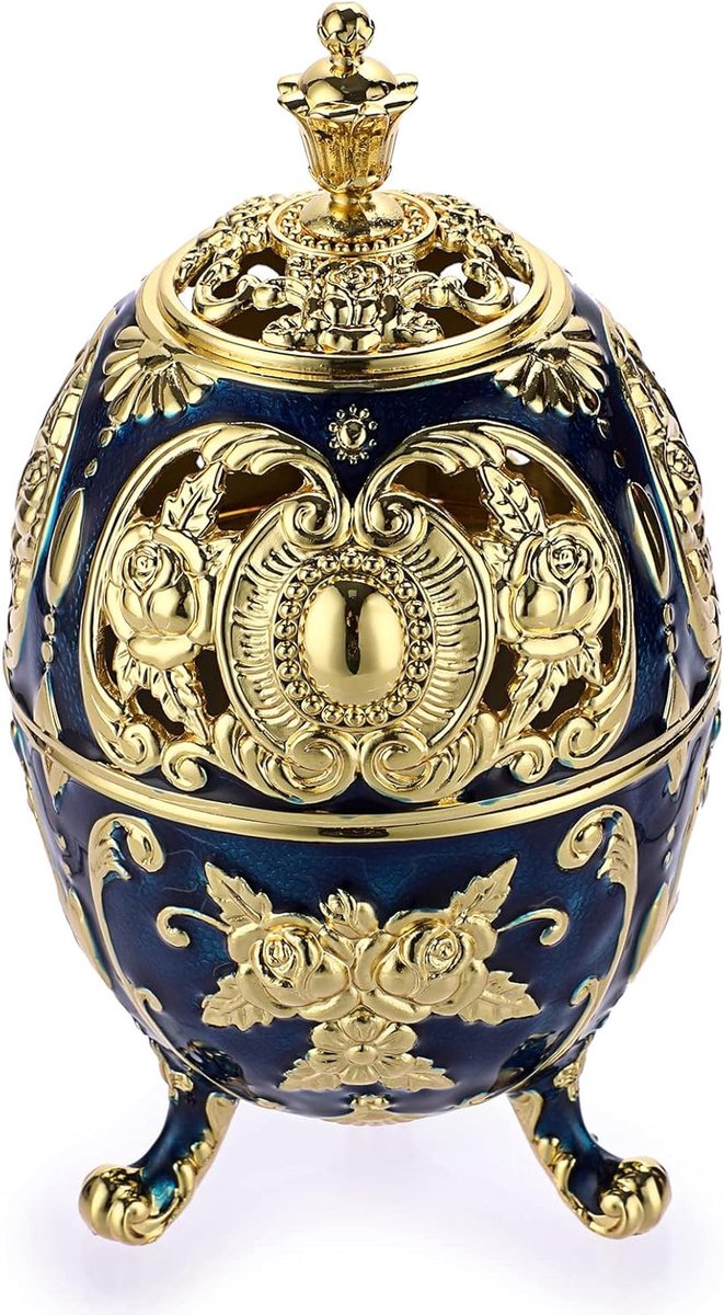 Vintage Zink Legering Wierookbrander met Deksel, Wierookhouder en Rookkom voor Thuisdecoratie, Ideaal voor Slaapkamer en Yoga, Sphere en Blauw