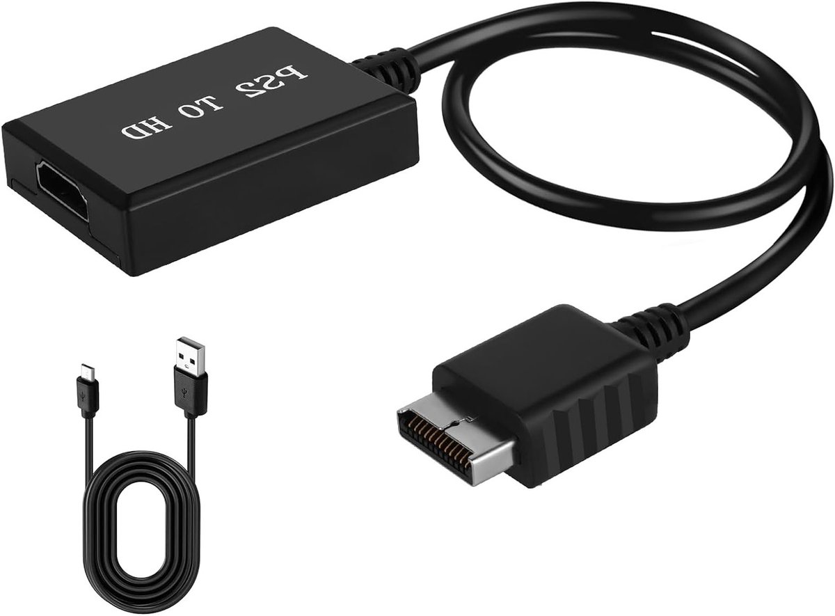 HDMI Adapter voor PS1 en PS2, AV Kabel voor HDTV en Monitor, Plug and Play, Multifunctioneel en Geschikt voor Slimme PS2 en Projectors