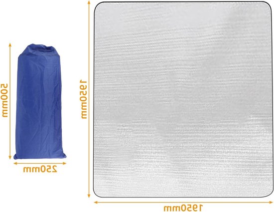 Camping Isolatiemat 200 x 200 cm - Dikke Aluminium Isolatie Mat, 2.5 mm, Waterdicht en Vouwbaar, Ideaal voor Picknicks, Wandelen en Strandactiviteiten — afbeelding 5