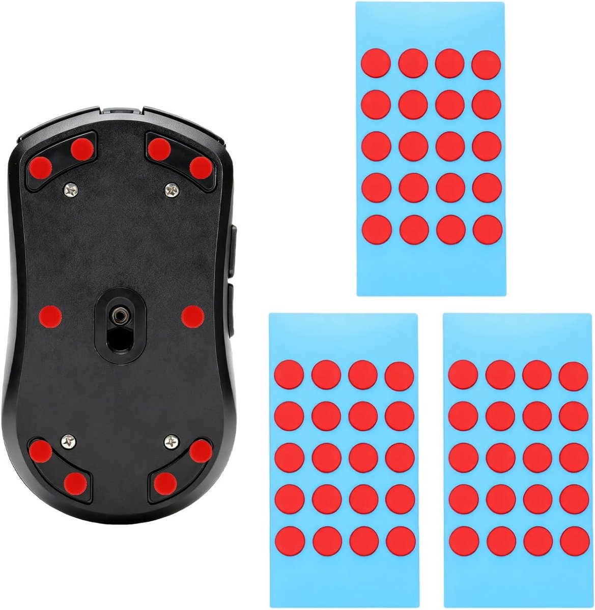 Set van 60 Ultra Snelle PTFE Muismatten, Universele Matten met Afgeronde Hoeken voor Gaming en Kantoor, Ideaal voor Soepele Beweging in Rood, Geschikt voor Alle Muistypes en Verbeterde Precisie