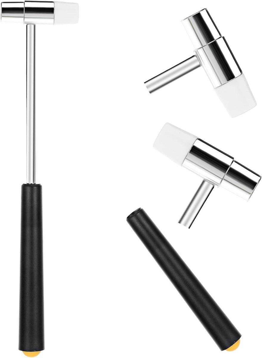 Klein Dubbelkopig Hamer van 18 cm - Lichtgewicht Metaal en Plastic Mini Hamer voor DIY Sieraden, Klokken, Houtbewerking en Muziekinstrumenten
