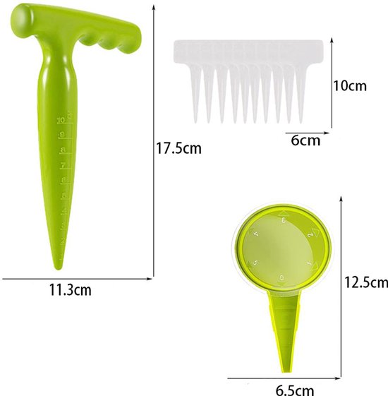 12 stuks - Handmatige zaaimachine - Bollenplanter - Zaaddispenser - Kunststof plantgereedschap - Gatenboor voor de tuin - Inclusief 10 etiketten - Plantgereedschap voor het planten van zaden en bollen, een must-have voor tuinliefhebbers - Groen — afbeelding 2