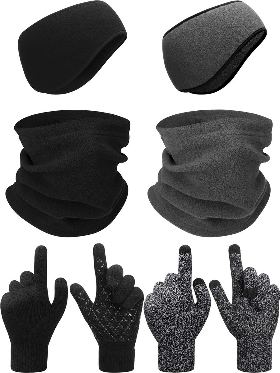 Zachte Oordoppen met Hoofdband, Gezichtsmasker, Fleece Sjaal en Touchscreen Handschoenen voor de Winter