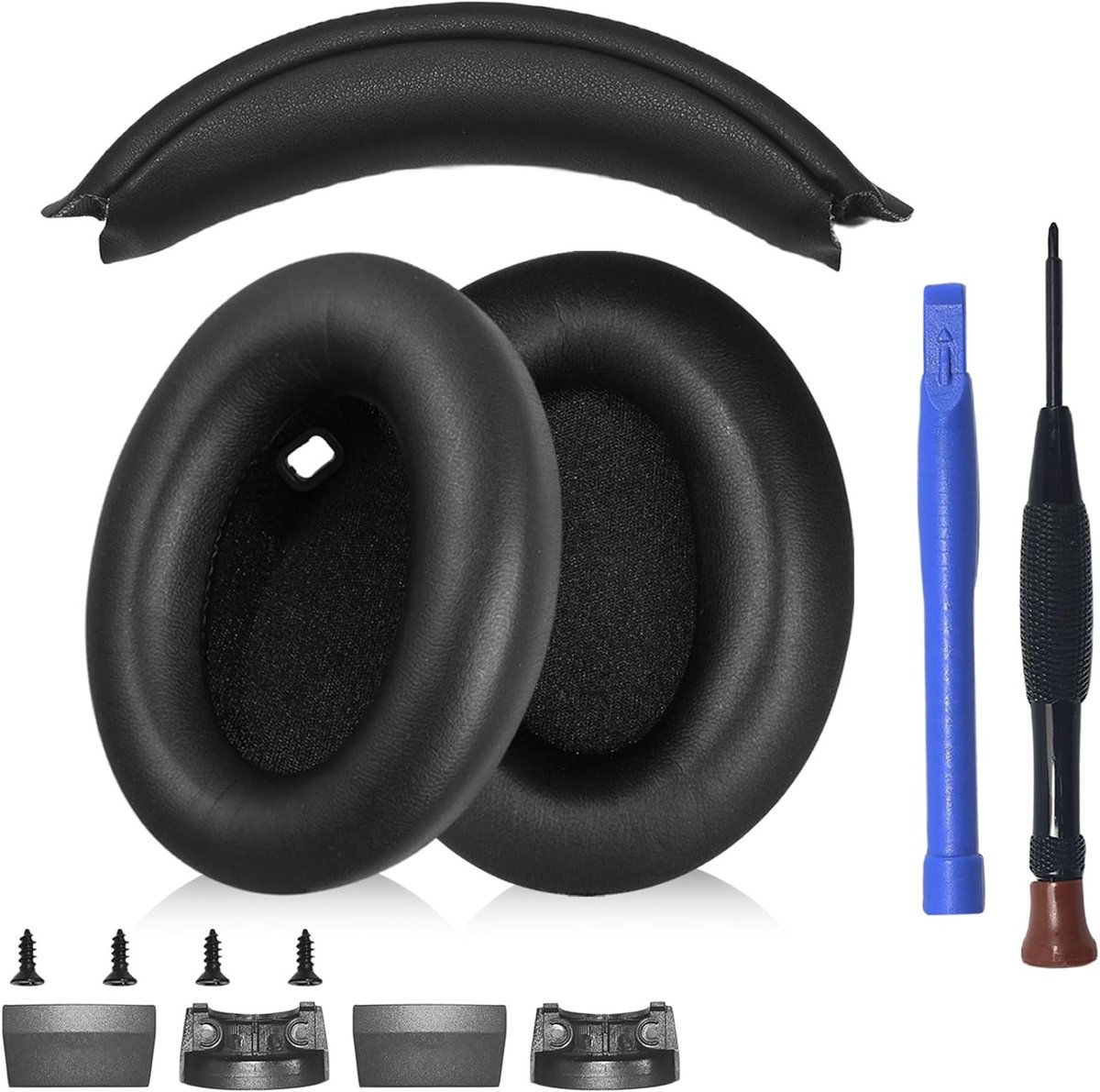 Vervangingskit voor Sony WH-1000XM4 Oorkussens en Hoofdband | Over-Ear Hoofdtelefoon Reparatie Onderdelen en Accessoires (Zwart)